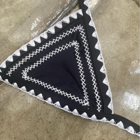 Same Swim Los Angeles “the catch” triangle swim suit bikini TOP black white - Picture 2 of 3